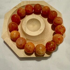 Chunky Orange Dragon Skin Agate Beaded Bracelet
